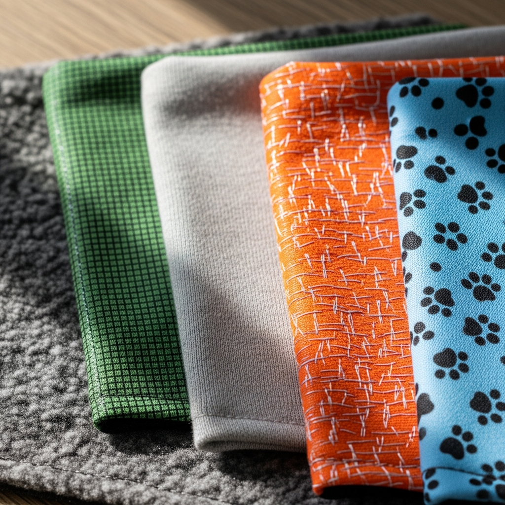 An infographic showing the different functions of a dog bandana: cooling, visibility, calming.